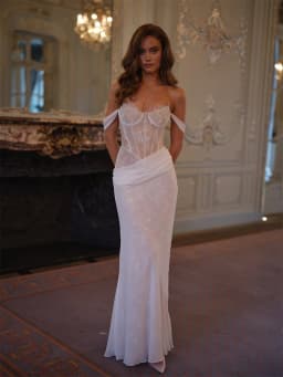 Kyoto Customized Gorgeous Pleated Lace Mermaid Wedding Dress White Off Shoulder vestidos de novia Floor-length Formal Evening