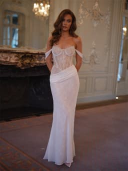 Kyoto Customized Gorgeous Pleated Lace Mermaid Wedding Dress White Off Shoulder vestidos de novia Floor-length Formal Evening
