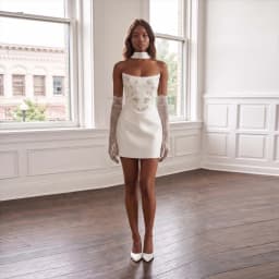 Stunning Short A Line Wedding Dress Strapless With Crystal Bridal Gowns For Engagement Party Customized Vestido De Noiva