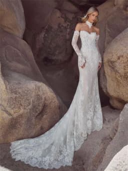 Customized Sweetheart Neckline Detachable Long Sleeves Mermaid Wedding Dress Open Back Zipper Floor Length Sweep Train Gown 2026