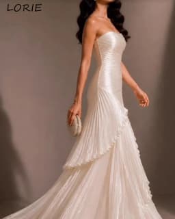 LORIE Modern Wedding Dress Strapless Sweetheart Pleats A-line Ruched Bride Gown Customized Corset Bride Dress Plus Size Dress