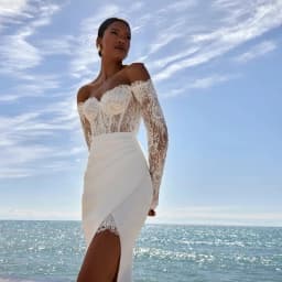 Luxury Lace Mermaid Detachable Beach Wedding Dresses Sweetheart Long Sleeves Slim Brida Gowns Customized 2025