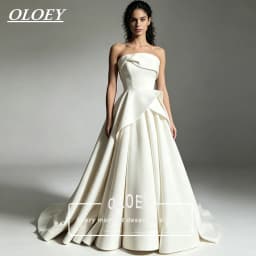 OLOEY Simple Strapless Wedding Dresses Sleeveless Pleated Matte Stretchy Bridal Gowns Vestido De Noiva 2027 New Customized