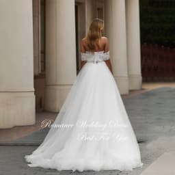 Elegant Lace Pleat A-Line Wedding Dress Women Beading Off The Shoulder Open Back Tulle Bridal Gown Vestidos De Novia Customized