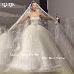 LORIE Sexy Lace Strapless Wedding Dresses Pleats Appliques Sweetheart A-Line Lace Customized Plus Bridal Gown vestidos de novia