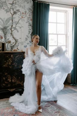 Ruffles Boho Bride Robe Nightgown Bridal Gowns Photo Shoot Maternity Dressing Gown For Photography Wedding Jacket Customized