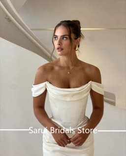 Classic Sleeveless Satin Pleated Bodice Bridal Wedding Dress Sheath Sweep Train Backless Bridal Gown Customized