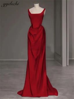 Customized Simple Square Neck Spaghetti Strap Satin Charming Wedding Dresses 2026 A-line Court Train Bride Gowns Evening Dress