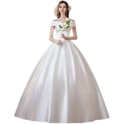 2024Satin Wedding Dress Simple Boat Neck Short Sleeve Ball Gown Plus Size Custom Made Bridal Dress Vestido De Noiva Customized