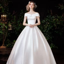 2024Satin Wedding Dress Simple Boat Neck Short Sleeve Ball Gown Plus Size Custom Made Bridal Dress Vestido De Noiva Customized