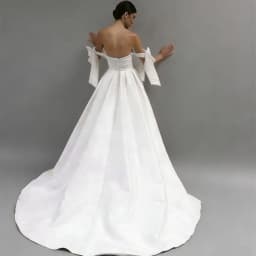 Customized Elegant Simple Satin Sweetheart Wedding Dresses Women Bow Pleated High Slit Bridal Gowns Button A-line Bride Dress