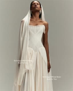 Sevintage Ivory Elegant Chiffon Wedding Dresses Sleeveless Pleated A-Line Bridal Dresses Floor Length Formal Prom Gowns Customiz