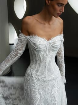 Booma Mermaid Long Pearls Off The Shoulder Elegant Wedding Dresses Floor-Length Lace Appliques Brides Gown Custom Made 2025