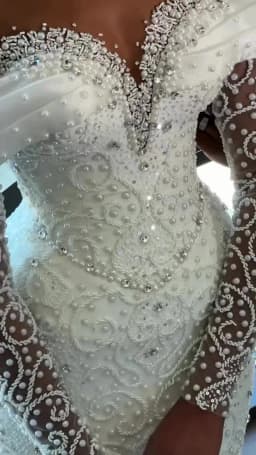 Customized Luxury Off Shoulder Mermaid Wedding Dress Sweetheart Sparkling Crystal Beads Bride Dress Detachable Robe