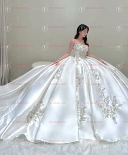 Customized Strapless Sleeveless Ball Gown Satin Beaded Wedding Dress Vestidos De Novia Amanda Novias Amanda Novias Official