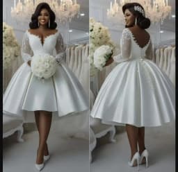 Customized Sheer Neck Lace Appliques Short Wedding Dress Vestidos De Novia Long Sleeves Knee Length Ball gown Bridal Gowns