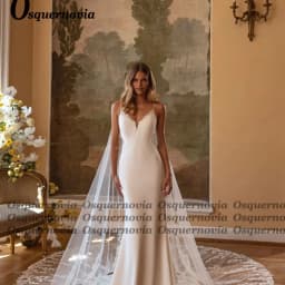Osquernovia Charming Trumpet Wedding Dresses Spaghetti Straps Lace Appliques V-neck Bridal Gown Vestido De Noiva Customised