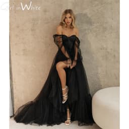 Princess Black Tulle Wedding Dress A Line Off The Shoulder Wedding Gown Lace Up Back Bridal Gown сcustomized vestido de novia