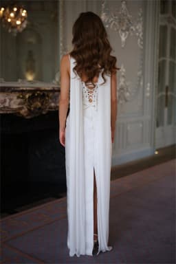 Kyoto Customized White Two-piece Floral Wedding Dress Straight Lace-up Back vestidos de novia Spaghetti Strap Floor-Length Forma