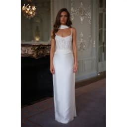 Kyoto Customized White Two-piece Floral Wedding Dress Straight Lace-up Back vestidos de novia Spaghetti Strap Floor-Length Forma