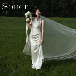 Sondr Customized Elegant Halter Korean Wedding Dresses Photo Shoot Satin Long Simple Sleeveless Bridal Party Dress Evening Gown
