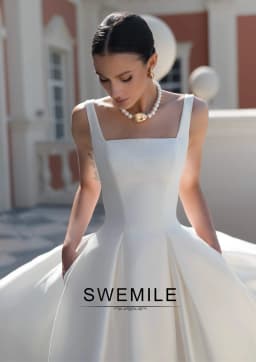 SWEMILE Elegant Satin Wedding Dress for Women Bride Gowns A-line Buttons Square Collar Sleeveless Vestidos Para Mujer Customized
