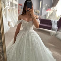 Vintage Lace Applique Wedding Dress A-Line Shiny Off Shoulder Sweetheart Bridal Gown Princess Backless Bride Gown Customized