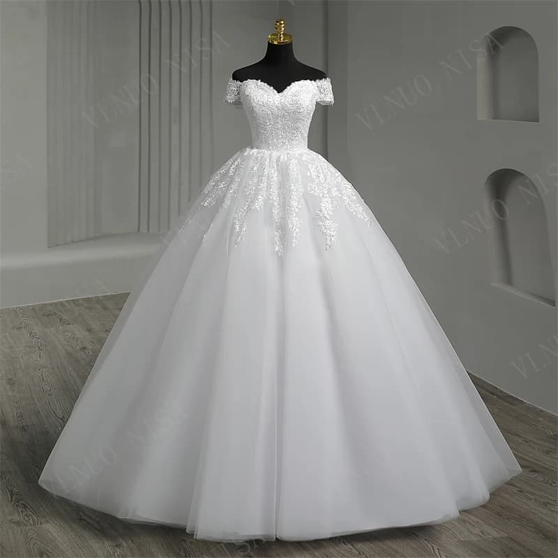 Real Video White Off The Shoulder Vestido De Noiva Wedding Dress Plus Size Vestidos De Novia Bridal Tulle Mariage Customized