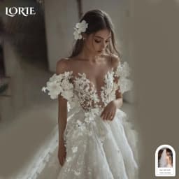 LORIE Vintage Lace Short Shiny Wedding Dress 3D Flowers Off Shoulder Mini Princess Bridal Gown Sweetheart Bride Gowns Customized