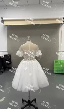 LORIE Vintage Lace Short Shiny Wedding Dress 3D Flowers Off Shoulder Mini Princess Bridal Gown Sweetheart Bride Gowns Customized