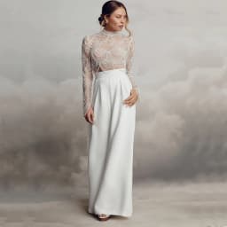 Exquisite High Neck Beading New Wedding Gown Sexy Illusion Long Sleeve Pearl Heavy Industry Bride Civil Custom Vestidos De Novia