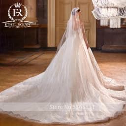 ETHEL ROLYN Luxury Wedding Dress For Women Real Photos Long Sleeve Full Sparkling Crystal Beaded Wedding Gown Vestidos De Novia