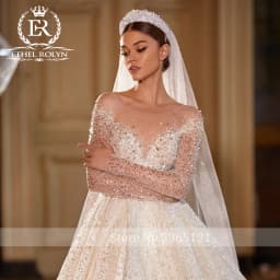 ETHEL ROLYN Luxury Wedding Dress For Women Real Photos Long Sleeve Full Sparkling Crystal Beaded Wedding Gown Vestidos De Novia