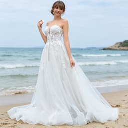 Popular Strapless V-neck 3D Flower Lace Applique A Line Wedding Dresses Sweep Train Custom Made 2025 Vestido De Noival