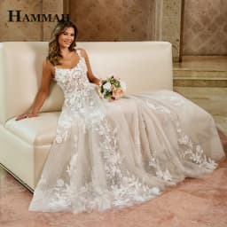 HAMMAH Trendy Spaghetti Straps Wedding Dress Scoop Neck Sleeveless Lace up Chapel Train Lace Appliques Abito Da Sposa Customized