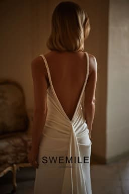 SWEMILE Elegant Beads Wedding Dress for Women Pleated Spaghetti Straps Backless Bride Gowns Vestidos Para Mujer Customized