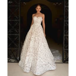 Kyoto Customized Ivory Flower Lace Strapless Wedding Dress Glitter Sweetheart Neck vestidos de novia A-Line Long Train Formal