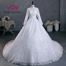 Customized Full Sleeves Pretty Lace Appliques Wedding Dresses 2026 New Plus Size Ball Gown Princess Bride Dress Elegant WX0301