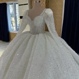 Customized White Ball Gown Wedding Dresses Sweetheart Neck Long Sleeves Vestido De Novia Lace Sequined Luxury Robe De Marie
