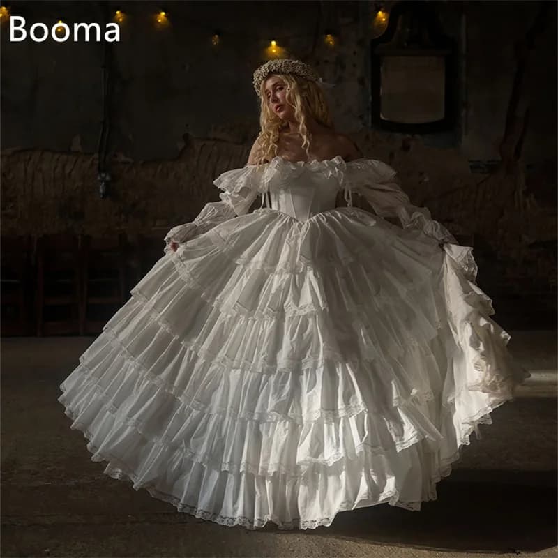 Booma A-LineOff The Shoulder Classic Long Lace Elegant Wedding Dresses Pleat Brides Gown Custom Made 2025