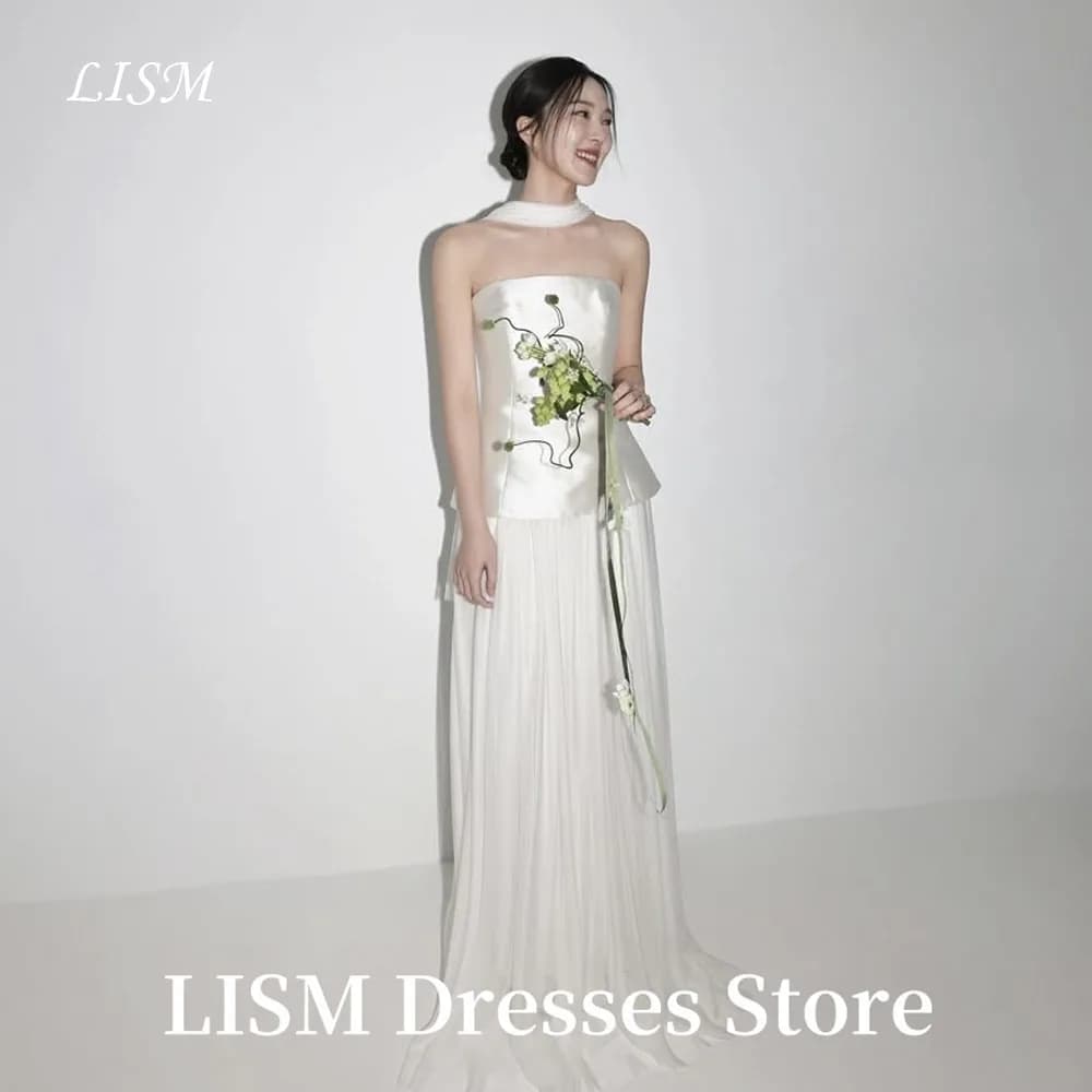 LISM Elegant Korea Wedding Dresses With Scalf Photo Shoot Soft Tulle Floor Length Elegant Bridal Gowns웨딩드레스 Customized Corsets
