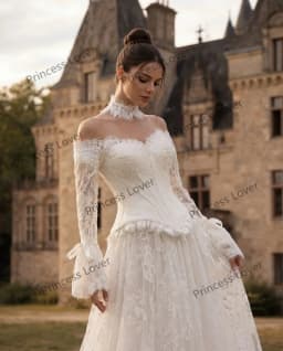 Off the Shoulder Wedding Dresses Lace Long Sleeves Elegant Bridal Gown Vintage Formal Party Dress Chic robe de mariée Customized