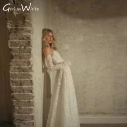 Popular Off Shoulder Boat Neck Lace Bridal Grown A Line Wedding Dresses Detachable Long Sleeves Vestido De Noival Customized