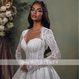Lceland Poppy Customized Strapless Ball Gown Lace Wedding Dresses Beaded Bridal Gowns with Removable Lace Jacket