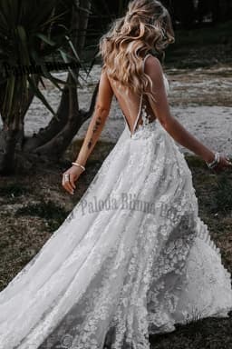 Paloda Stylish Slit Bridal Dress V-neck Backless Spaghetti Straps Court Train Sleeveless Vestidos De Novia Customised