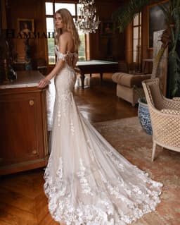 HAMMAH Stylish Off the Shoulder Wedding Dress Zipper Lace Appliques Mermaid Chapel Train Sweetheart Vestidos De Novia Customized