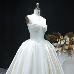 Sharon Said Elegant Sweetheart Off White Satin Wedding Dress for Women Luxury Long Train Corset Simple Bride Dress SW010