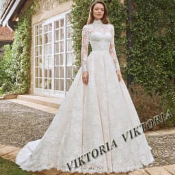 VIKTORIA Glamrous Tulle Wedding Gown for Bride Appliques High Neck Pleat A-line Royai Train Robe De Soiree De Mariage Customized