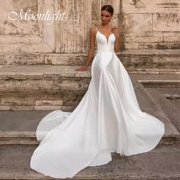 Modern Pleat Bow V-Neck A- Line Wedding Dress 2026 Sleeveless Spaghetti Straps Backless Bridal Gown Vestidos De Novia Customized