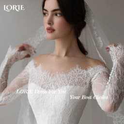 LORIE Vintage Lace Wedding Dress Off Shoulder Long Sleeve A-line Bridal Gown Sweetheart Princess Ball Bride Dress Customized
